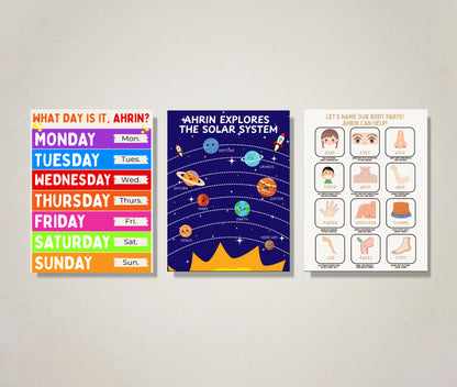 Educational Posters SET with Baby's Name