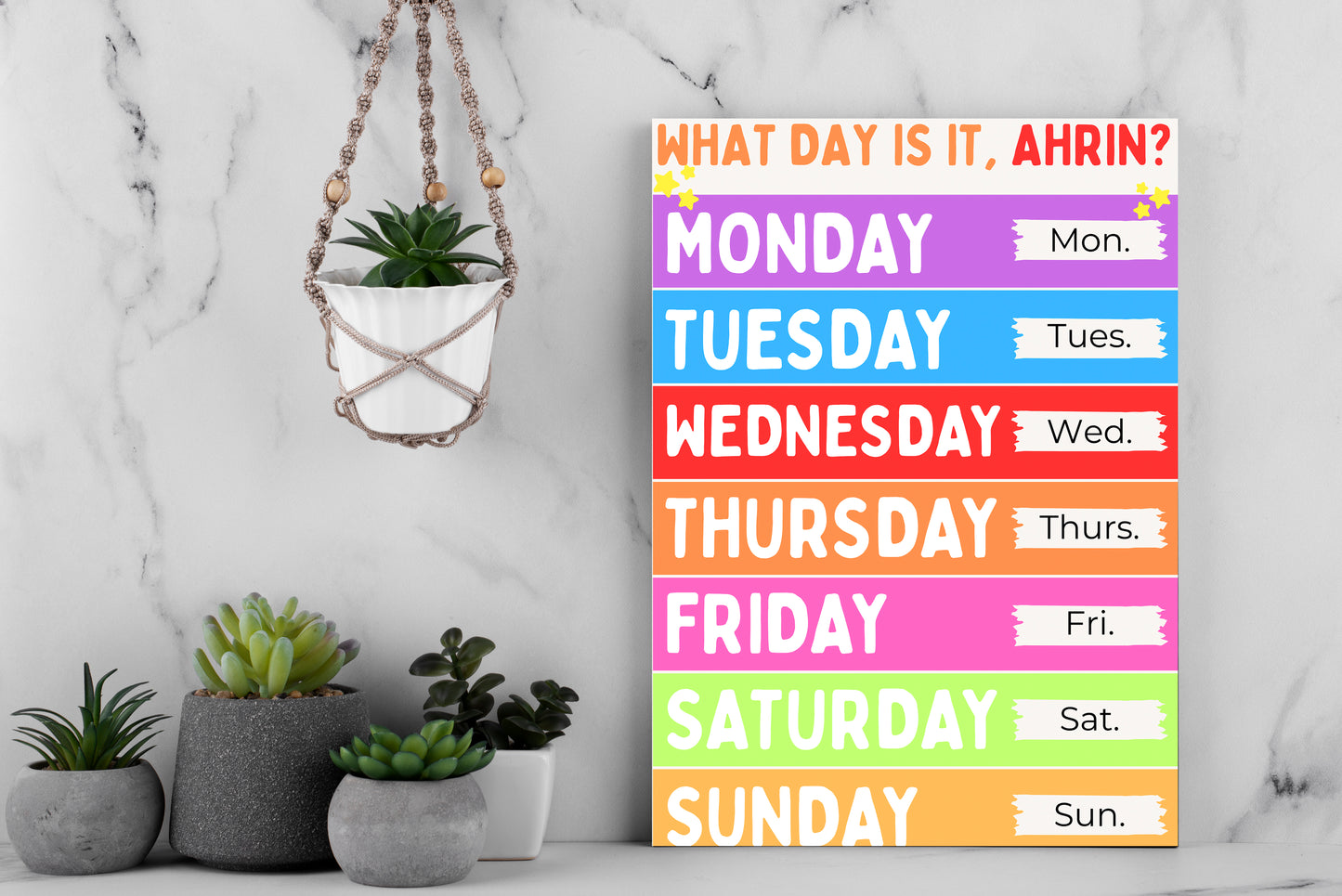 Days of The Week Poster with Baby's Name