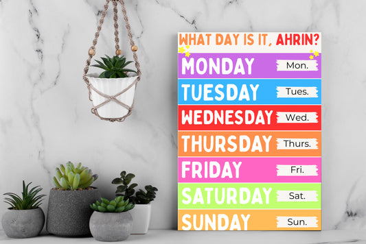 Days of The Week Poster with Baby's Name