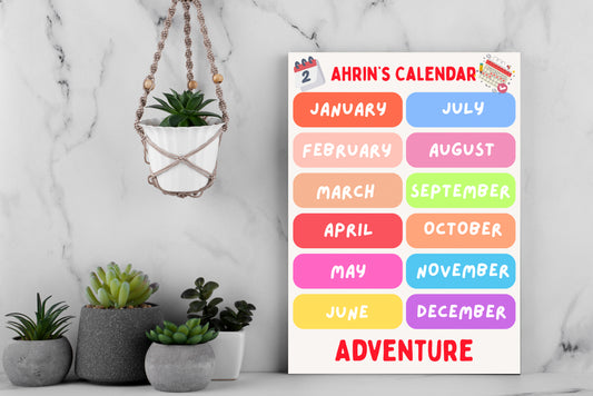 Months of a Year Poster with Baby's Name