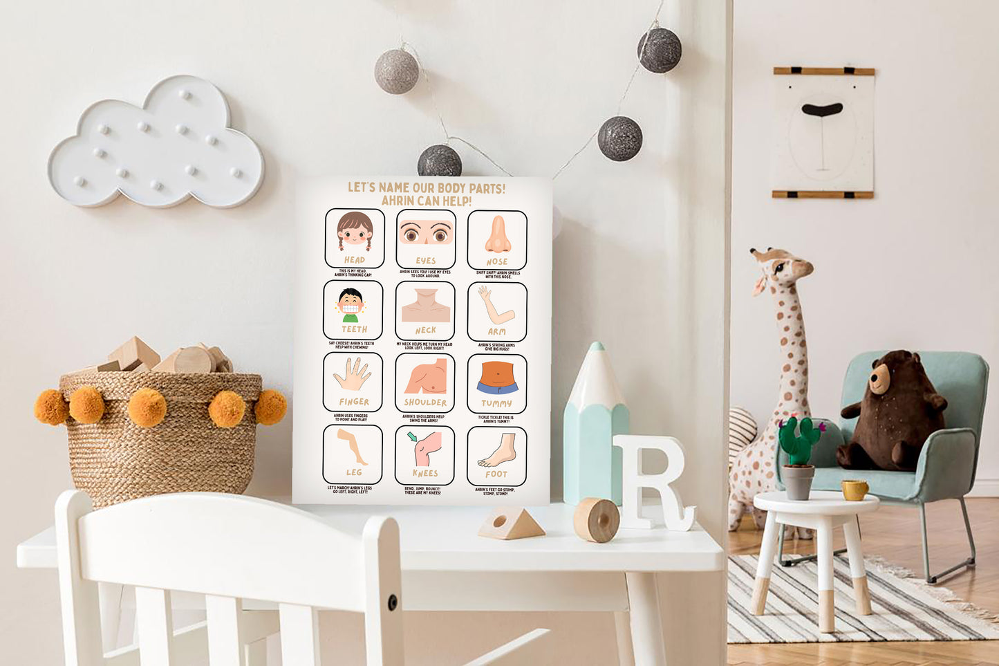 Educational Posters SET with Baby's Name