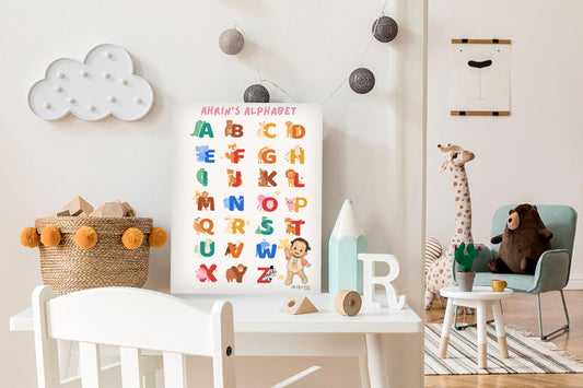 Alphabet Poster with Baby's Name & Cartoonized Photo