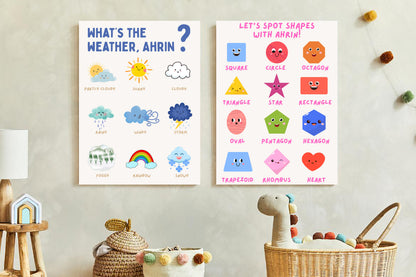 Educational Posters SET with Baby's Name