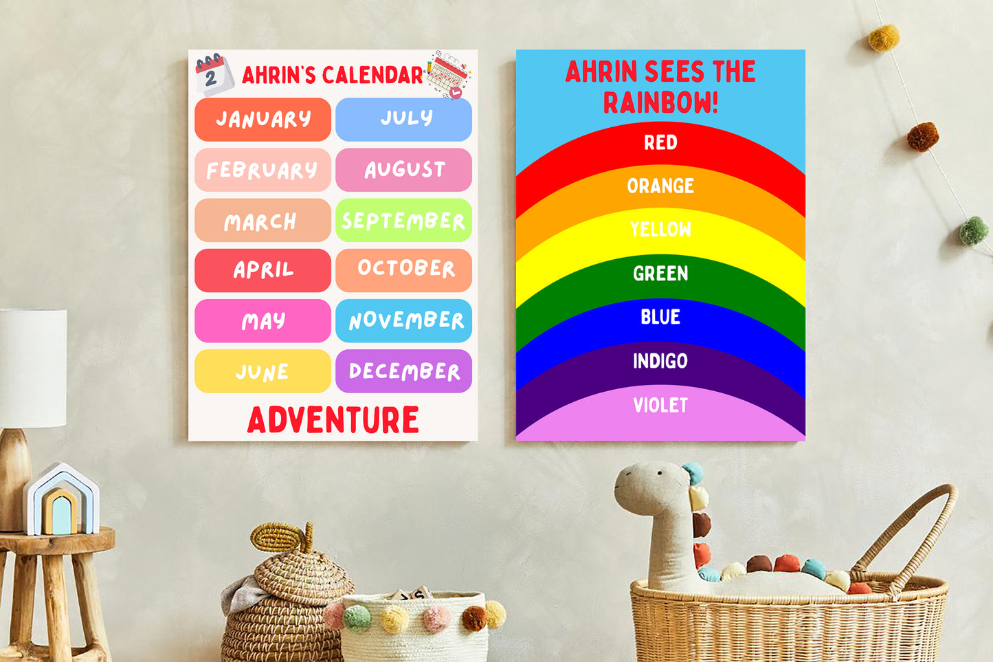 Educational Posters SET with Baby's Name