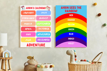 Educational Posters SET with Baby's Name