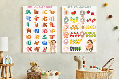 Alphabet Poster with Baby's Name & Cartoonized Photo
