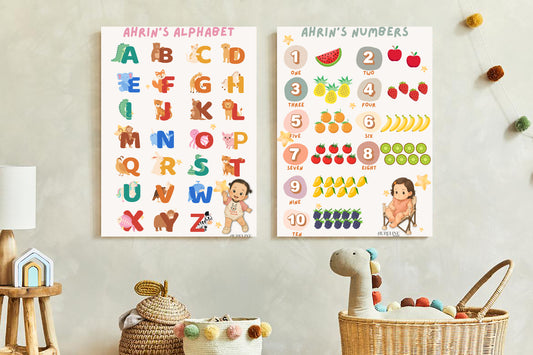Alphabet Poster with Baby's Name & Cartoonized Photo